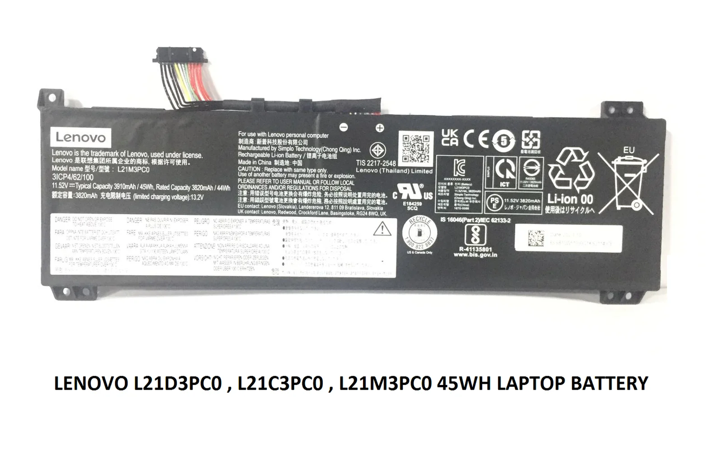 LENOVO L21D3PC0 - L21D3PC0 Original Laptop Notebook Battery (1 Yr Warranty)