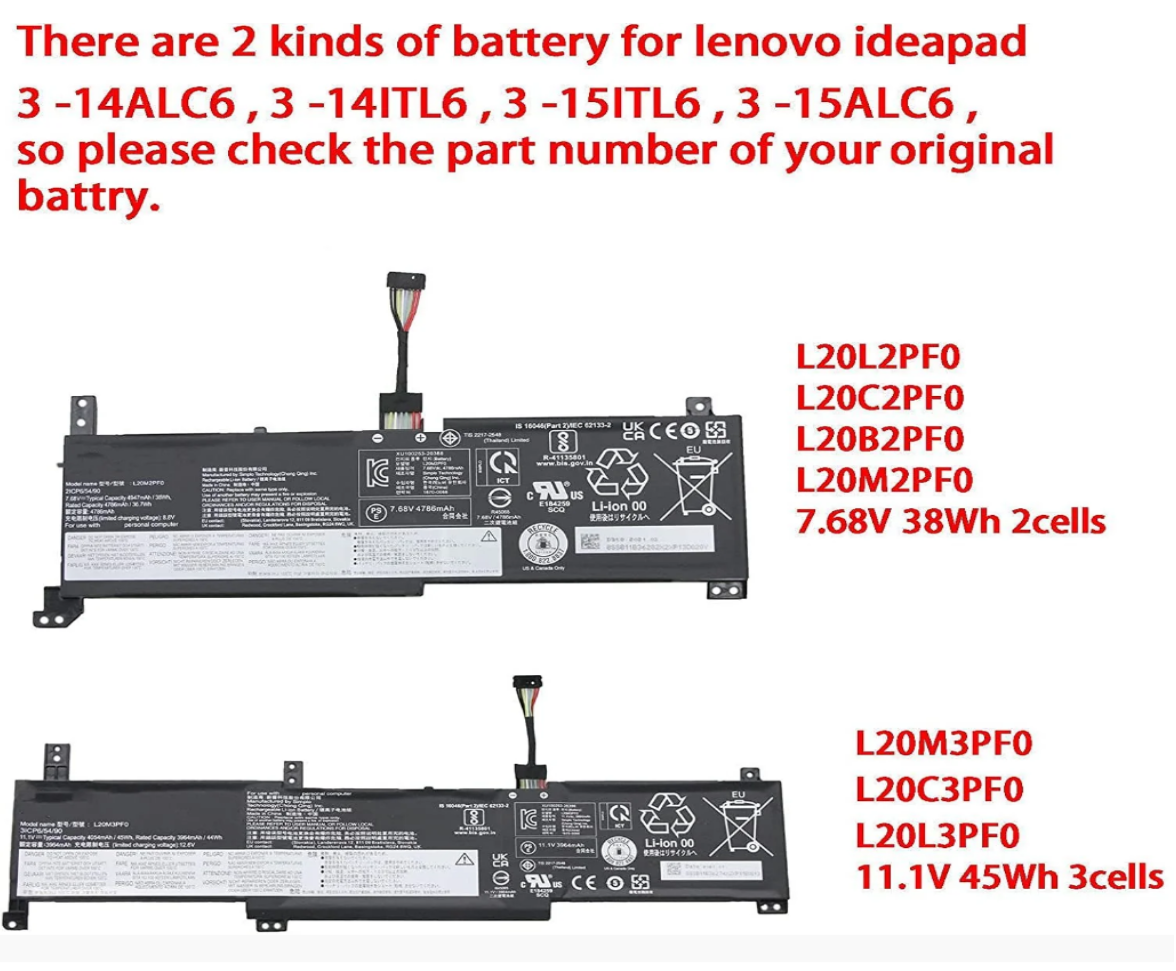 LENOVO L20C3PF0 - L20M3PF0 Original Laptop Notebook Battery (1 Yr Warranty)