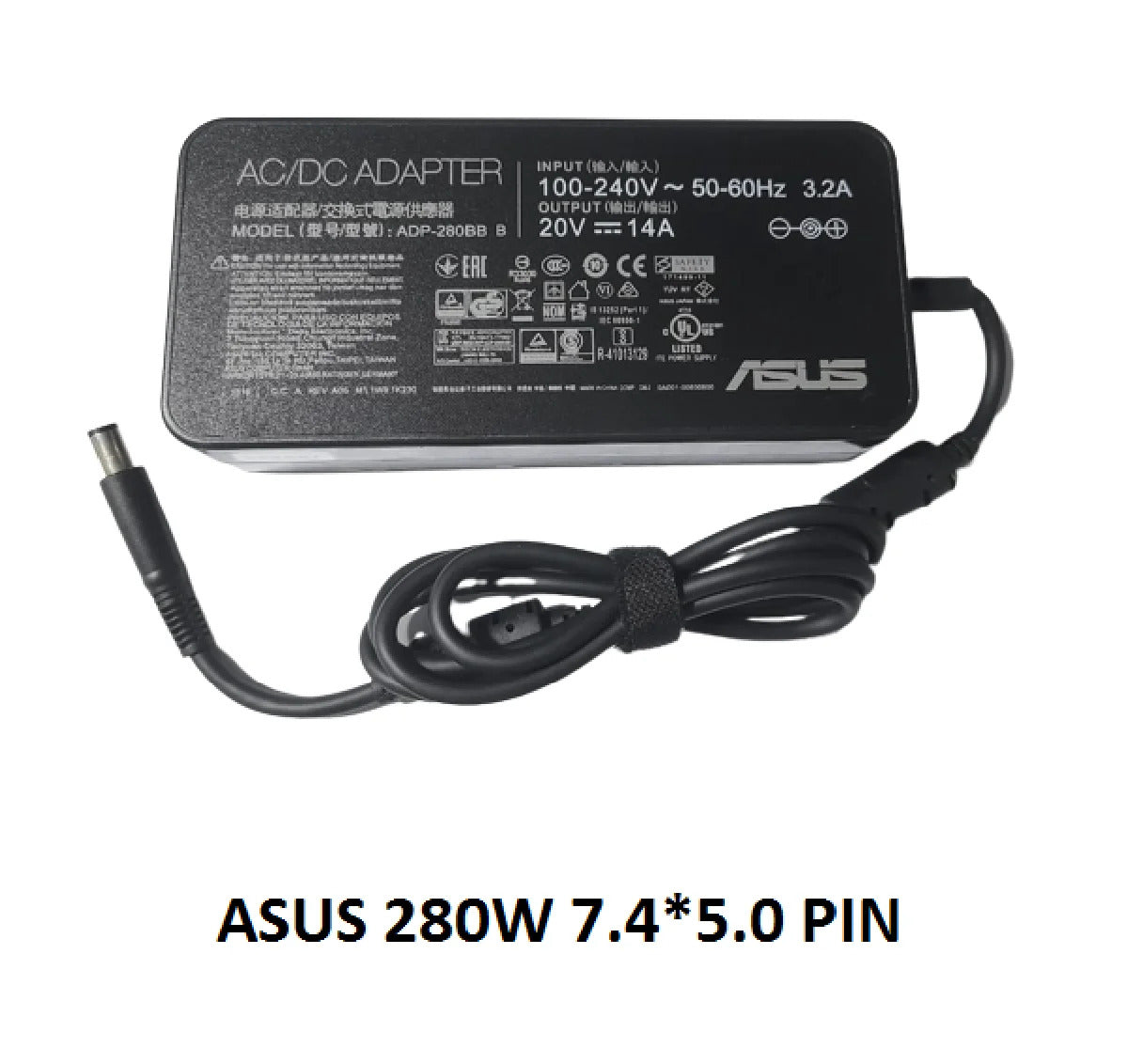 ASUS Laptop Charger 280W 20V 14A Original Adapter (7.4 mm x 5.0 mm) (1 Yr Warranty) (Power Cord Included) Model No : ADP-280EB F