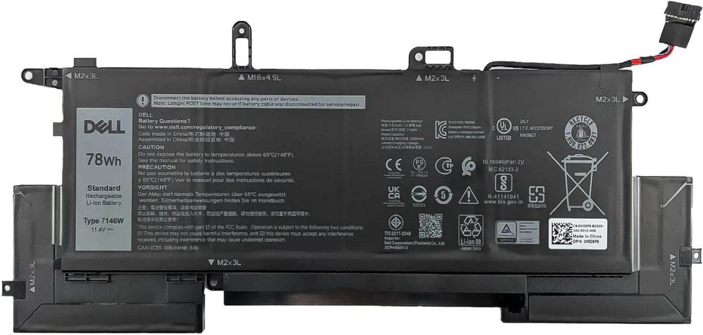 DELL 02K0CK 08RTVG 0C76H7 2K0CK 8RTVG C76H7  - 7146W Genuine Original Laptop Notebook Battery ( 1 Yr Warranty )