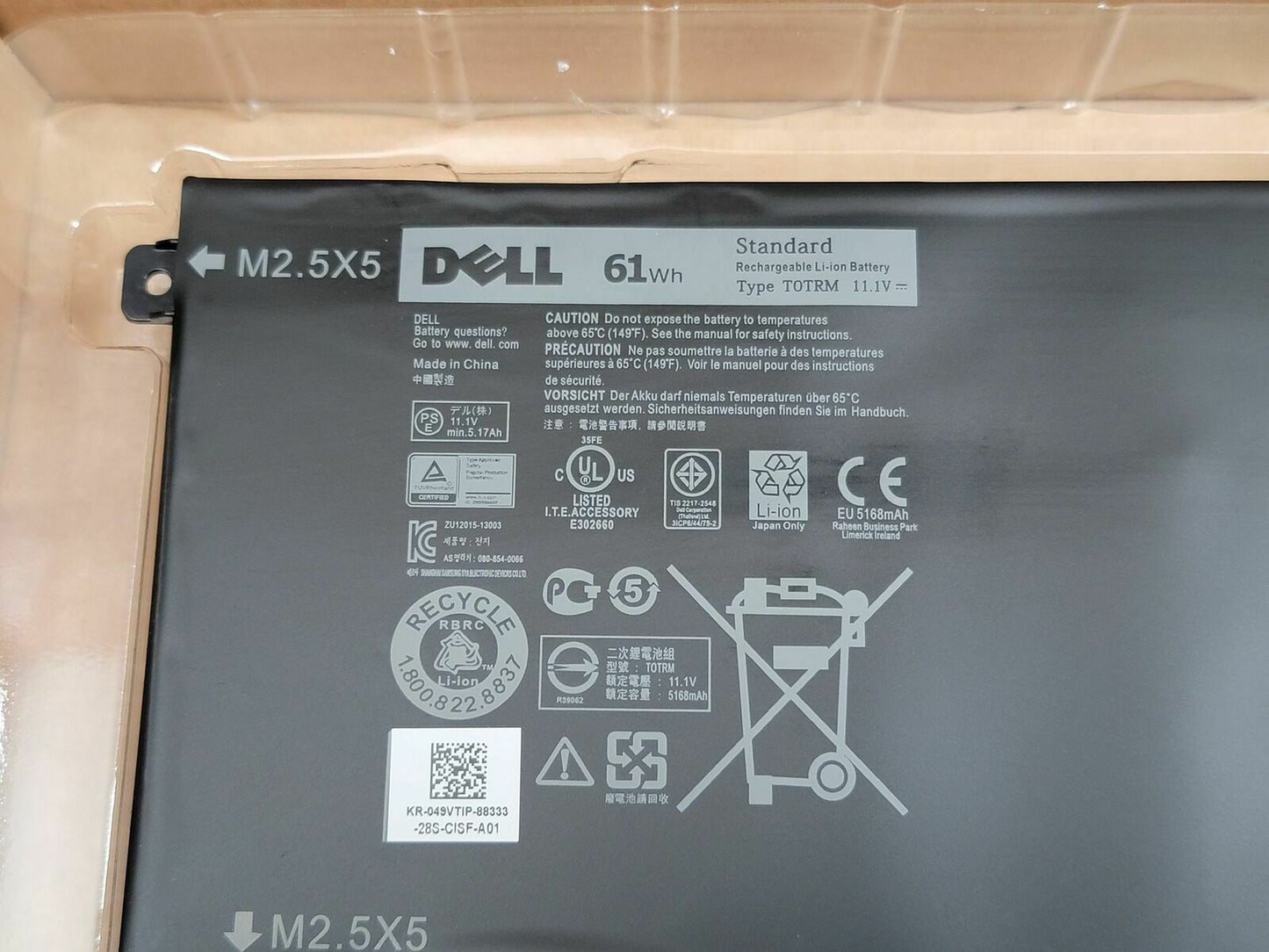 DELL TOTRM - TOTRM Genuine Original Laptop Notebook Battery (1 Yr Warranty)
