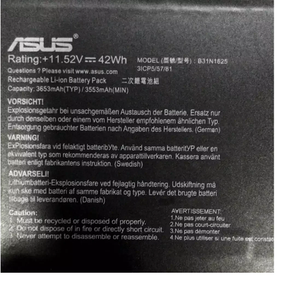 ASUS B31N1625 - B31N1625 Original Laptop Notebook Battery (1 Yr Warranty)