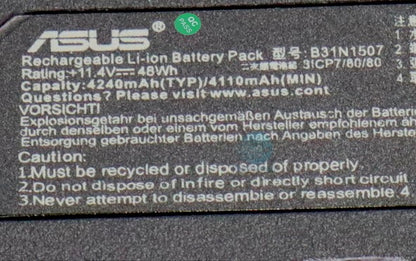 ASUS B31N1507- B31N1507 - B31N1507- B31N1507 Original Laptop Notebook Battery (1 Yr Warranty)