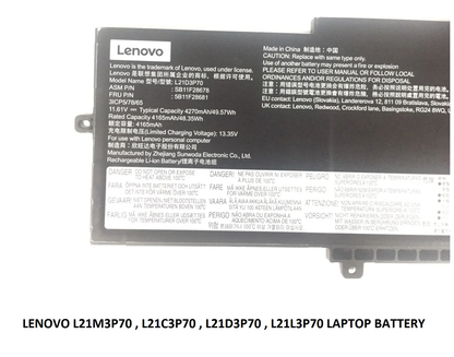 LENOVO L21M3P70- L21M3P70 - L21M3P70- L21M3P70 Original Laptop Notebook Battery (1 Yr Warranty)