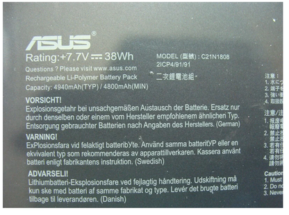 ASUS C21N1808-1 - C21N1808-1 Original Laptop Notebook Battery (1 Yr Warranty)