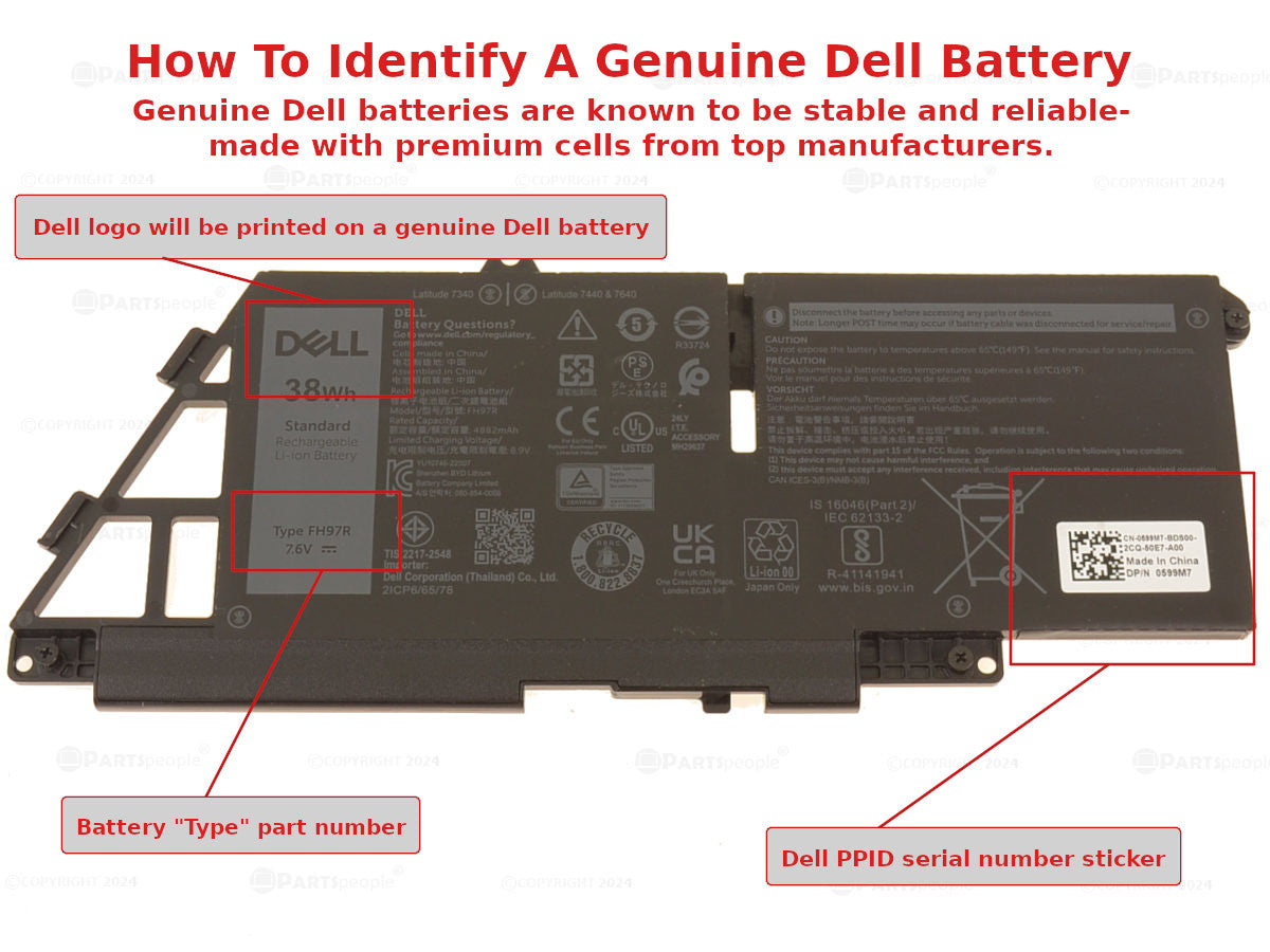 DELL FH97R - 2 cell -Latitude 7440 7340 7640 38Wh Genuine Original Laptop Notebook Battery ( 1 Yr Warranty )