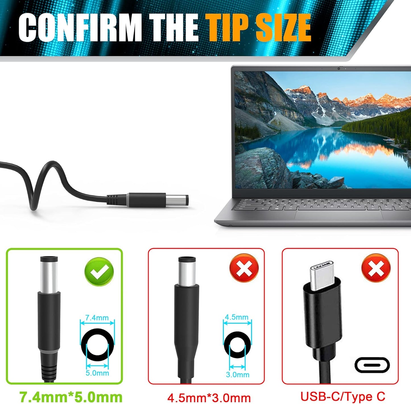 DELL LAPTOP CHARGER 130W 19.5V 6.7A GENUINE Original Adapter ( 7.4 mm x 5.0 mm ) MODEL : Dell Inspiron 15 7559 ( 1 Yr Warranty )