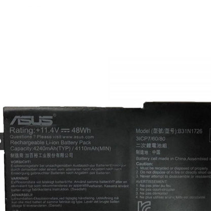 ASUS B31N1726 TYPE- 1 &amp; 2 - B31N1726 TYPE-1 &amp; 2 Original Laptop Notebook Battery (1 Yr Warranty)