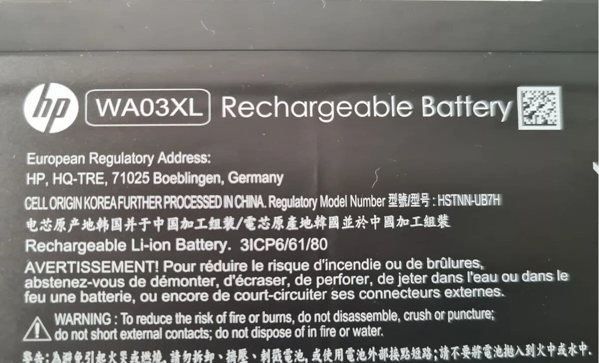 HP WA03XL - WA03XL Original Laptop Notebook Battery (1 Yr Warranty)
