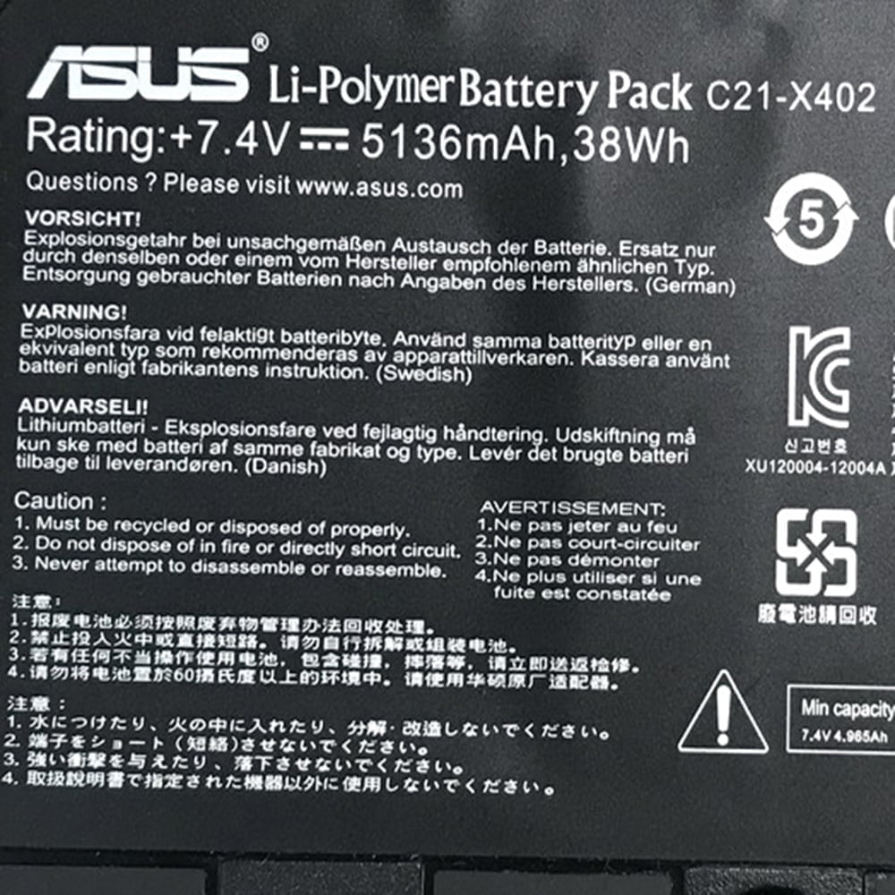 ASUS C21-X402 - C21-X402 Original Laptop Notebook Battery (1 Yr Warranty)