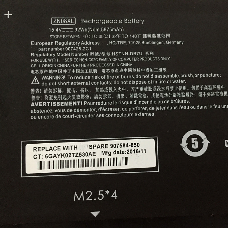 HP ZBook Studio G3(V8N26PA) - ZN08XL Original Laptop Notebook Battery (1 Yr Warranty)