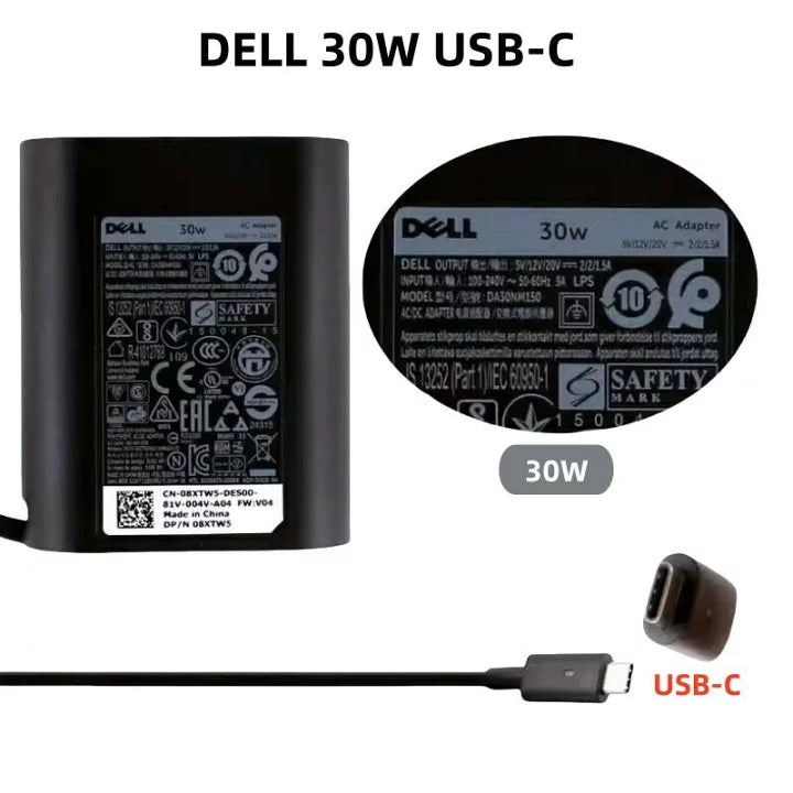 Dell Original 30W USB-C AC Adapter Laptop Charger ( Type - C ) ( 1 Yr Warranty ) D/PN : 0F17M7