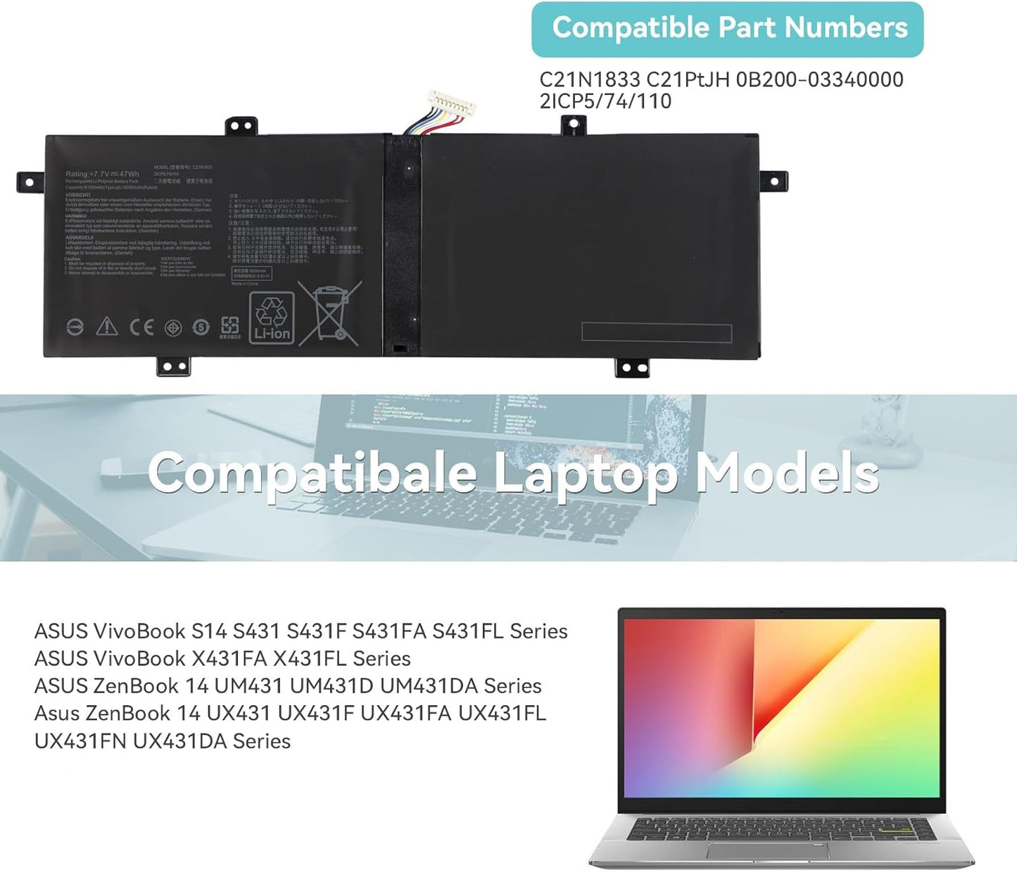 ASUS U4500FA - C21N1833 Original Laptop Notebook Battery (1 Yr Warranty)