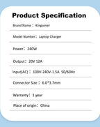 ASUS Laptop Charger 240W 20V 12.0A Original Adapter Model No: GA402XI (3.7 mm) (1 Yr Warranty) (Power Cord Included)