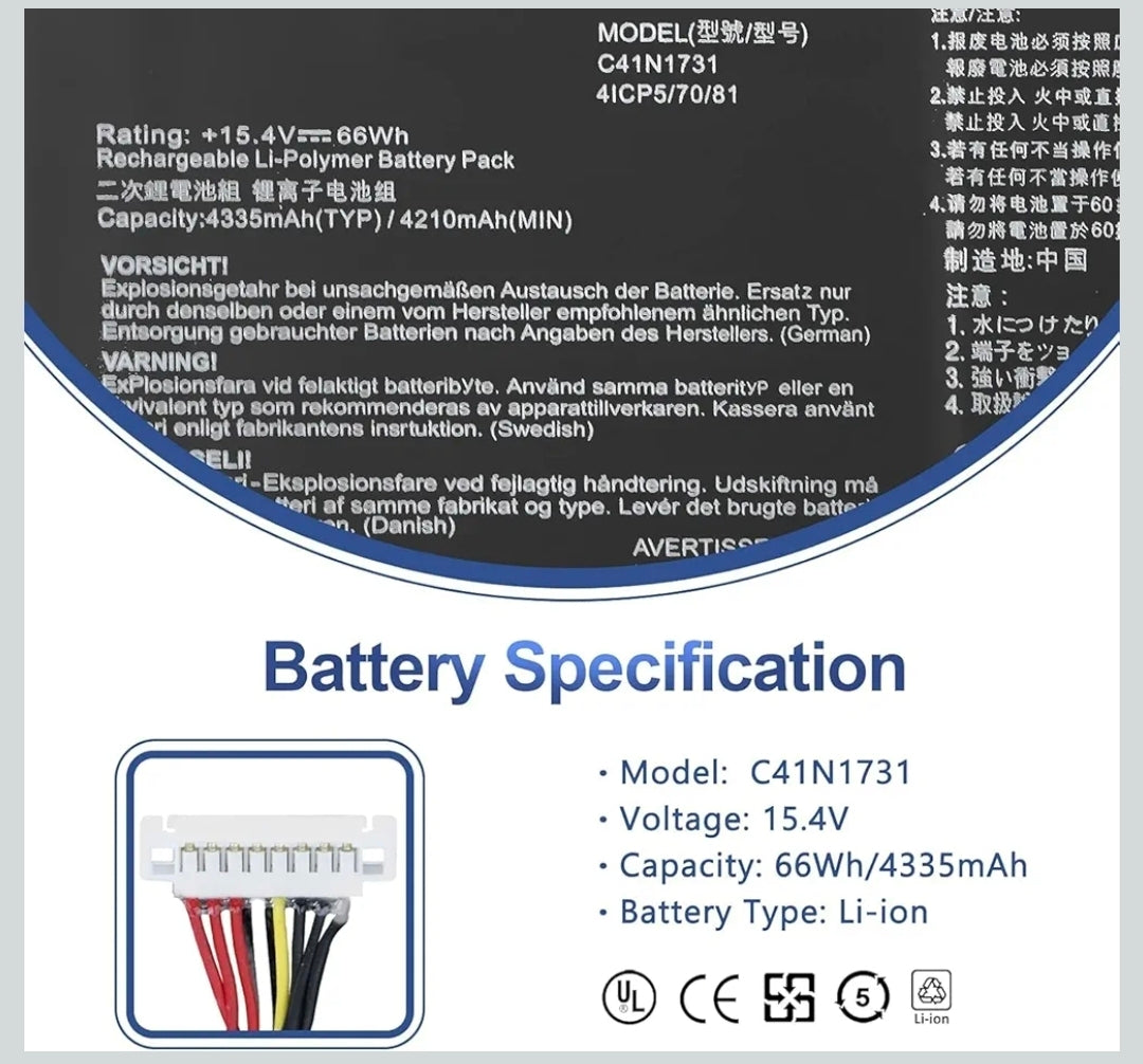 ASUS ROG Strix SCAR IV 15 G532 - C41N1731 Original Laptop Notebook Battery (1 Yr Warranty)