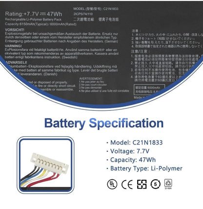 ASUS V431FL - C21N1833 Original Laptop Notebook Battery (1 Yr Warranty)