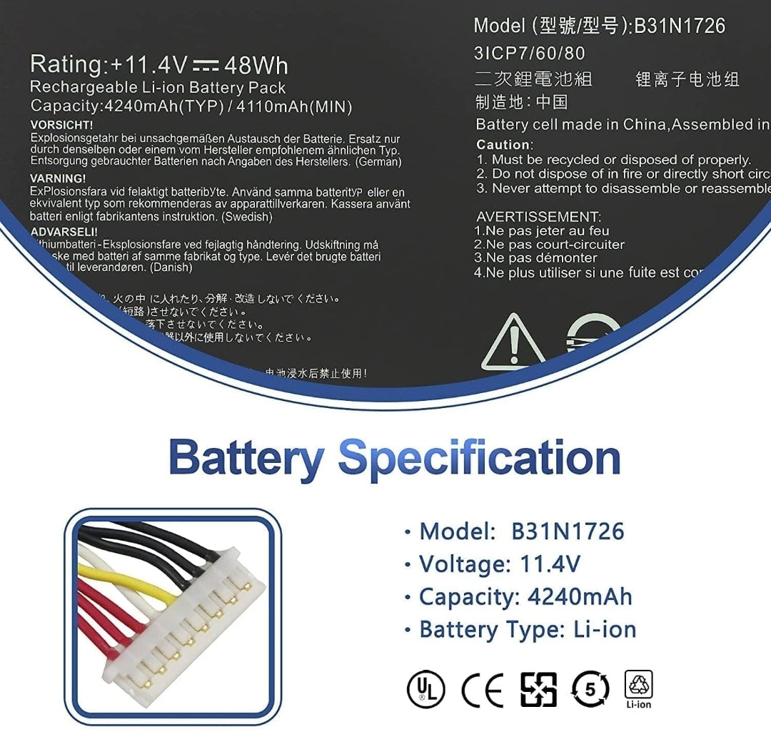 ASUS PX505GD - B31N1726 Original Laptop Notebook Battery (1 Yr Warranty)