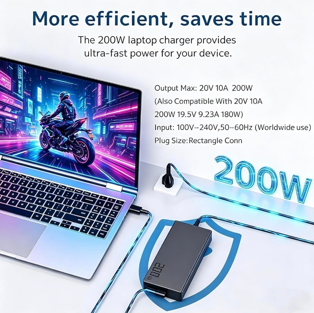 ASUS Laptop Charger 200W 20V 10A Original Adapter Model No: TUF608JMR (Rectangle Pin) (1 Yr Warranty) (Power Cord Included)