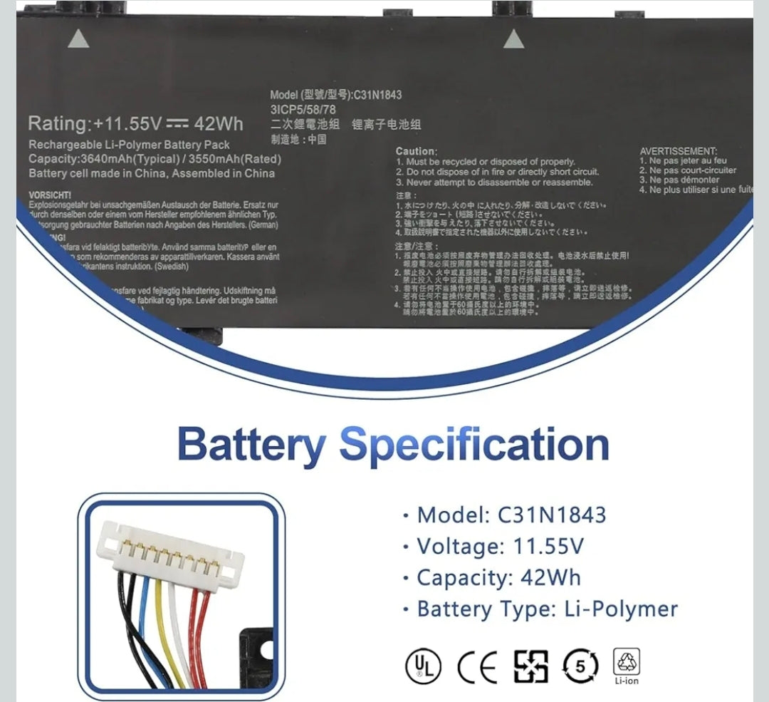 ASUS VivoBook S14 S432FL - C31N1843 Original Laptop Notebook Battery (1 Yr Warranty)