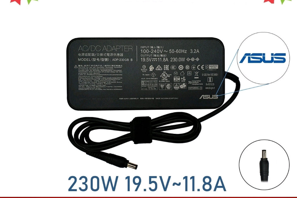 ASUS Laptop Charger 230W 19.5V 11.8A Original Adapter Model No: ADP-230GB B (6.0 mm x 3.7 mm) (1 Yr Warranty) (Power Cord Included)
