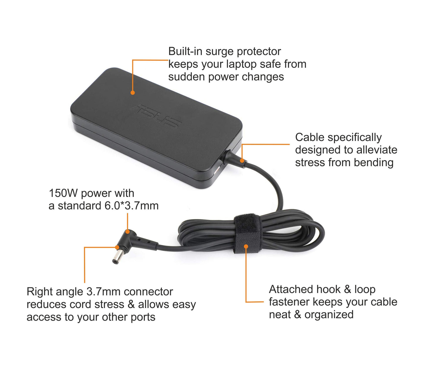 ASUS Laptop Charger 150W 19.5V 7.7A Original Adapter (6.0 mm x 3.7 mm) (1 Yr Warranty) (Power Cord Included)