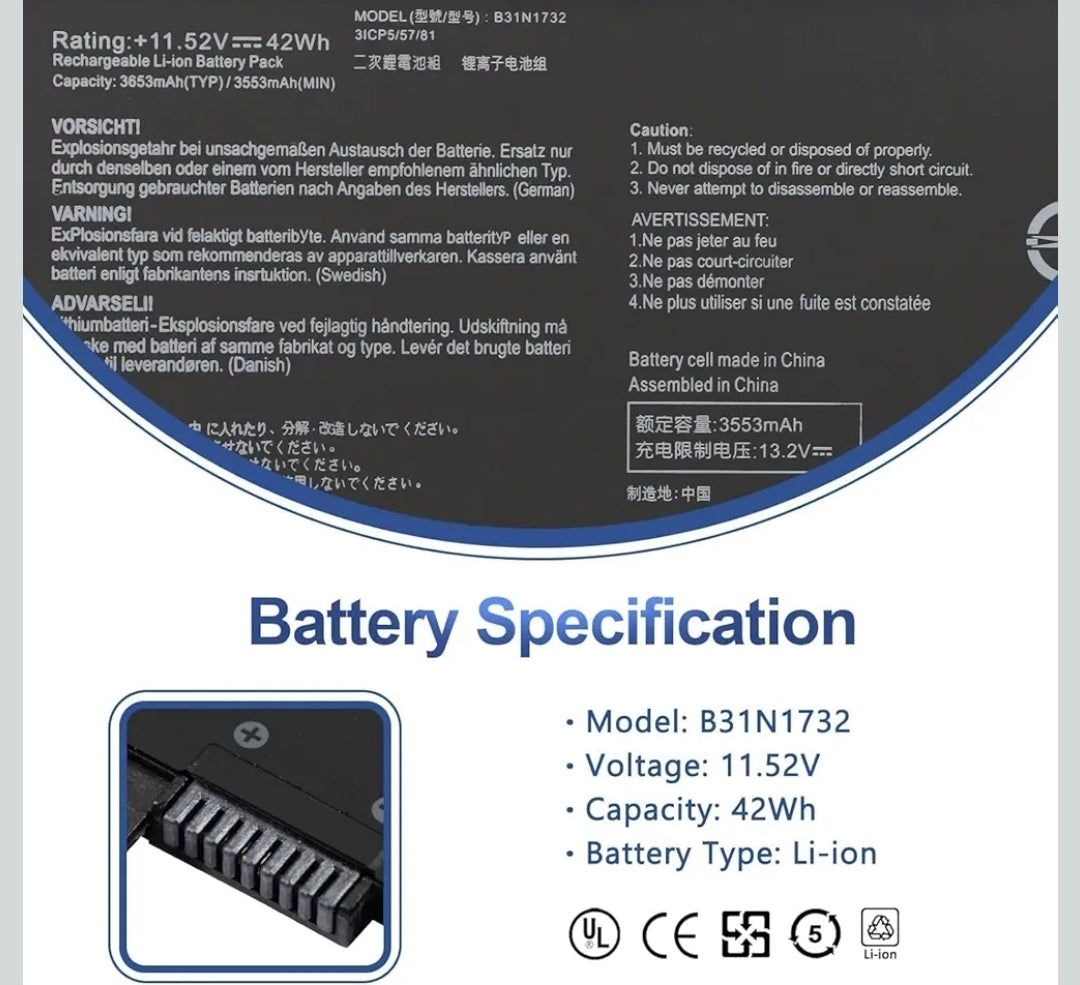 ASUS F571GT-AL318T - B31N1732 Original Laptop Notebook Battery (1 Yr Warranty)