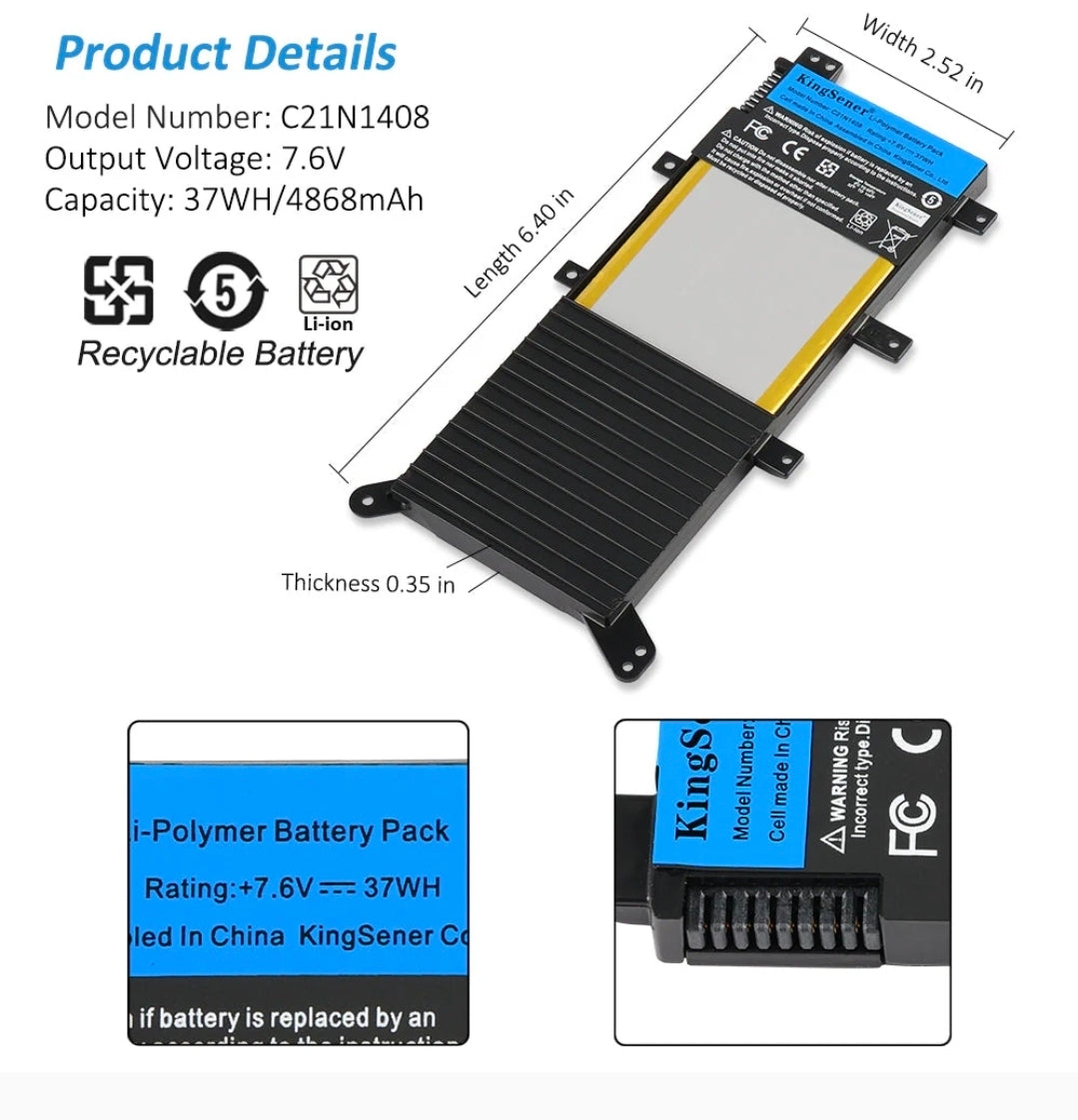 ASUS K555L - C21N1408 Original Laptop Notebook Battery (1 Yr Warranty)