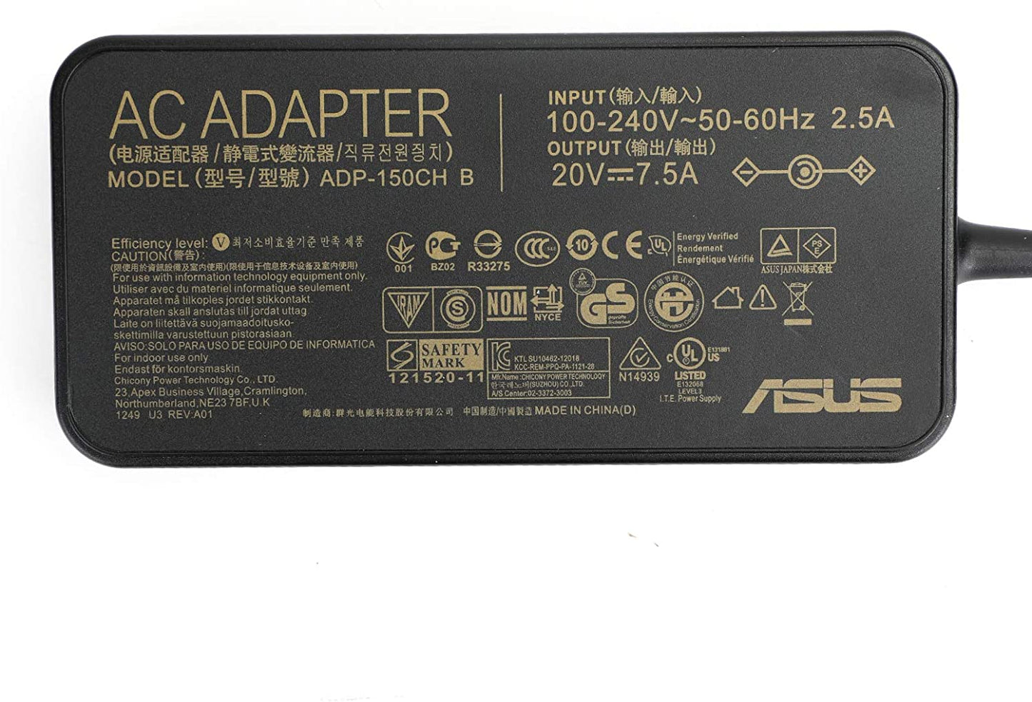 ASUS Laptop Charger 150W 20V 7.5A Original Adapter Model : F506HF-HN024W (6.0 mm x 3.7 mm) (1 Yr Warranty) (Power Cord Included)