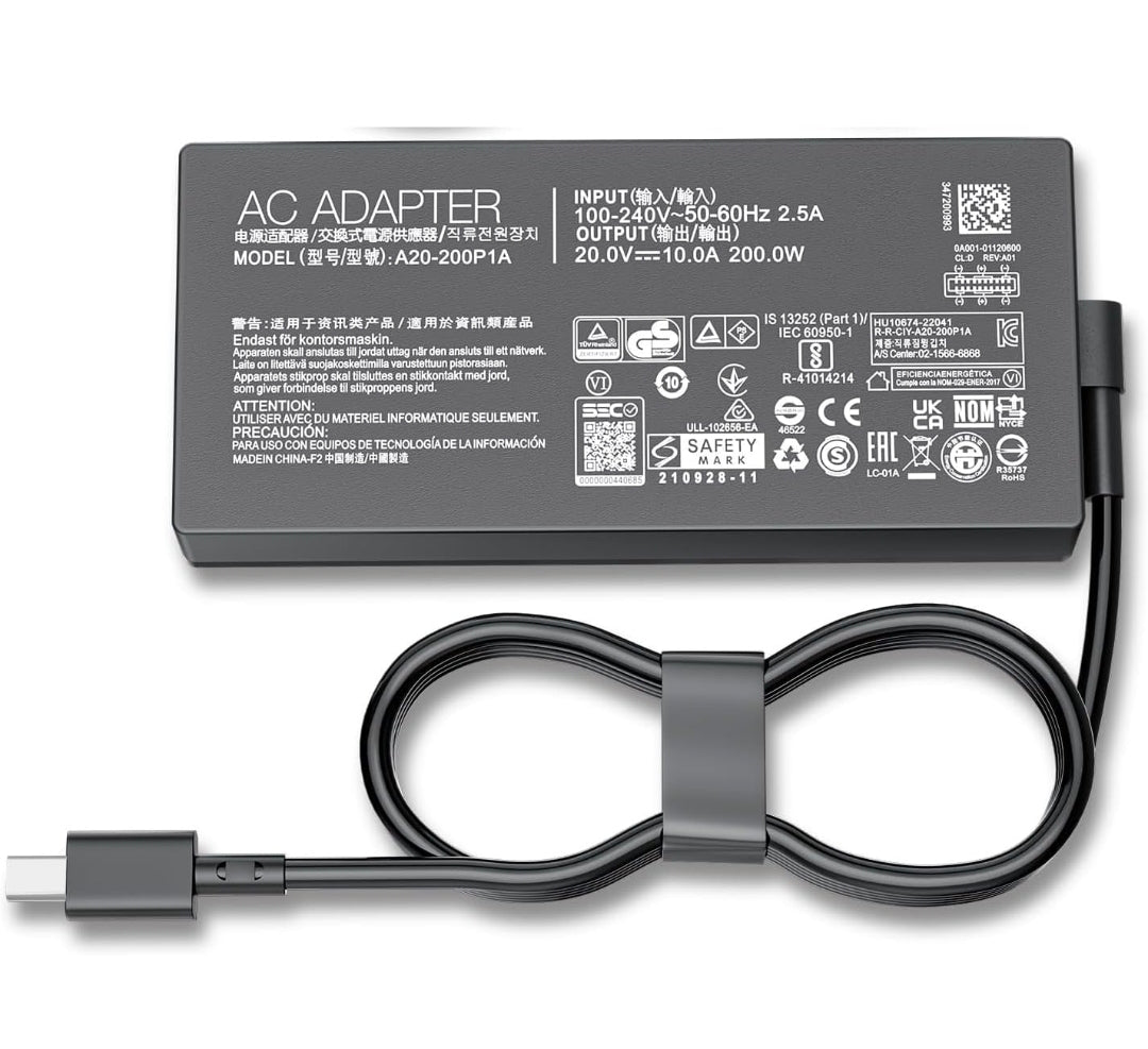ASUS Laptop Charger 200W 20V 10A Original Adapter Model No: H7606WI (Rectangle Pin) (1 Yr Warranty) (Power Cord Included)