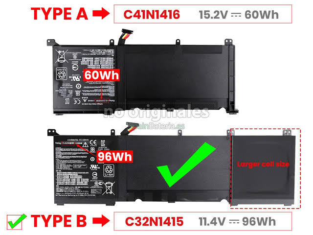 ASUS UX501JW - C32N1415 Original Laptop Notebook Battery (1 Yr Warranty)