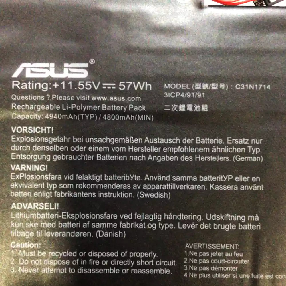 ASUS ZenBook UX461FA - C31N1714 Original Laptop Notebook Battery (1 Yr Warranty)