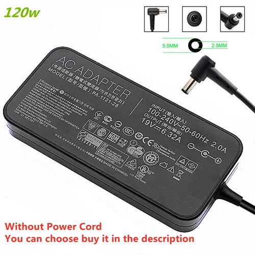 ASUS Laptop Charger 120W 19V 6.32A Original Adapter (5.5 mm x 2.5 mm) (1 Yr Warranty) (Power Cord Included)