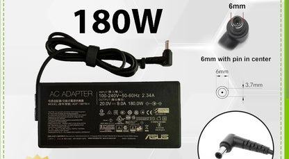 ASUS Laptop Charger 180W 20V 9A Original Adapter Model : ADP-180TB H(6.0 mm x 3.7 mm) (1 Yr Warranty) (Power Cord Included)