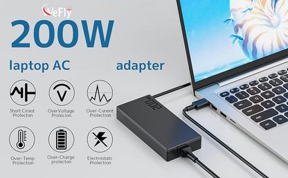 ASUS Laptop Charger 200W 20V 10A Original Adapter Model No: TUF608UM (Rectangle Pin) (1 Yr Warranty) (Power Cord Included)