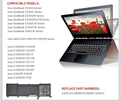 ASUS ZenBook Pro UX501JW - C32N1415 Original Laptop Notebook Battery (1 Yr Warranty)