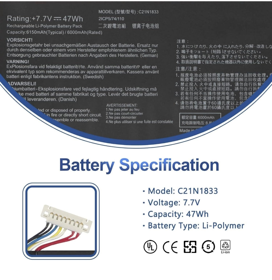ASUS V431FA - C21N1833 Original Laptop Notebook Battery (1 Yr Warranty)