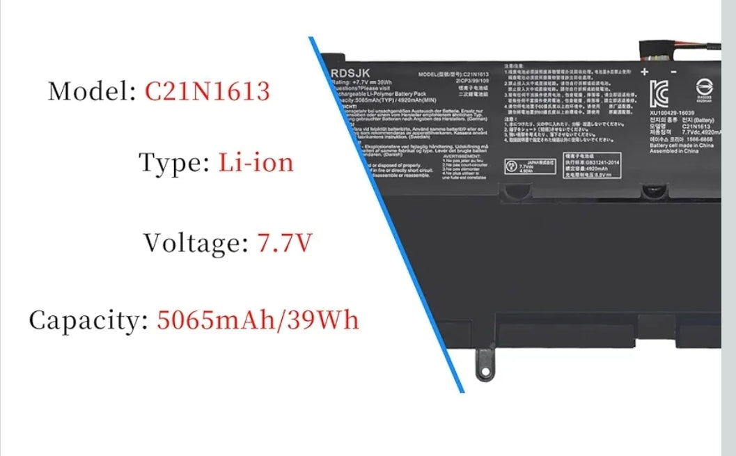 ASUS Chromebook Flip C302CA - C21N1613 Original Laptop Notebook Battery (1 Yr Warranty)