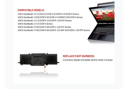 ASUS ZenBook 13 UX334FA - C31N1815 Original Laptop Notebook Battery (1 Yr Warranty)