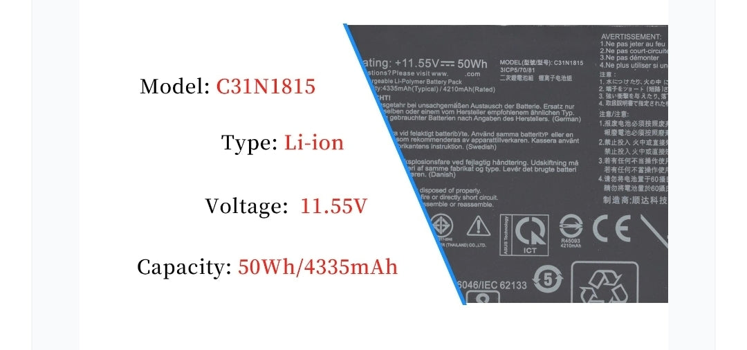 ASUS ZenBook 13 - C31N1815 Original Laptop Notebook Battery (1 Yr Warranty)