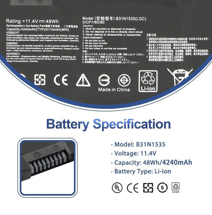 ASUS RX310 - B31N1535 Original Laptop Notebook Battery (1 Yr Warranty)