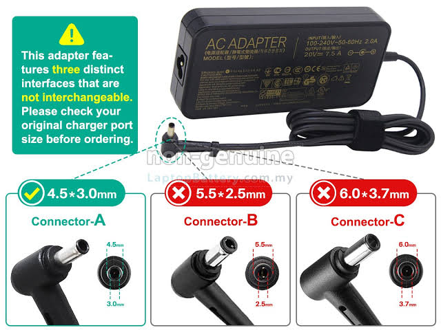 ASUS Laptop Charger 150W 20V 7.5A Original Adapter Model : Asus Vivobook F571GT-AL318T (4.5 mm x 3.0 mm) (1 Yr Warranty) (Power Cord Included)