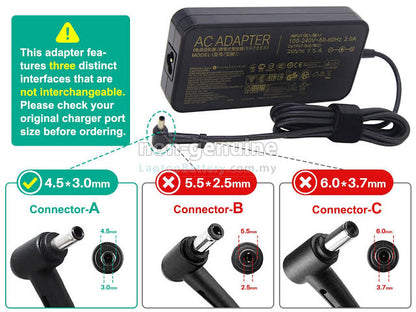 ASUS Laptop Charger 150W 20V 7.5A Original Adapter Model : Asus Vivobook F571GT-AL318T (4.5 mm x 3.0 mm) (1 Yr Warranty) (Power Cord Included)
