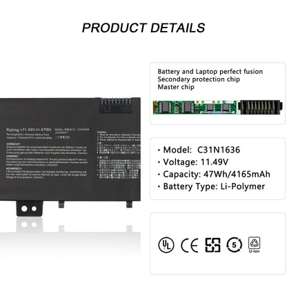 ASUS VivoBook Pro X580VD - C31N1636 Original Laptop Notebook Battery (1 Yr Warranty)