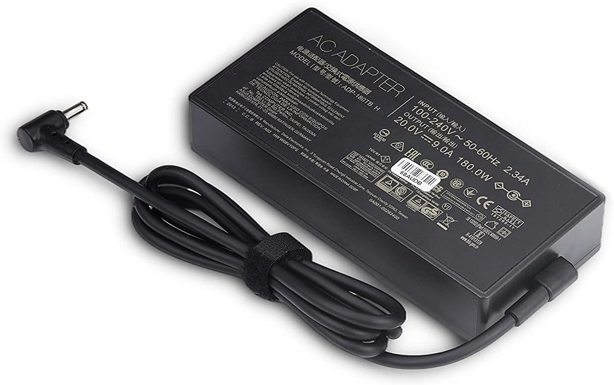 ASUS Laptop Charger 180W 20V 9A Original Adapter Model : ADP-180TB K (6.0 mm x 3.7 mm) (1 Yr Warranty) (Power Cord Included)