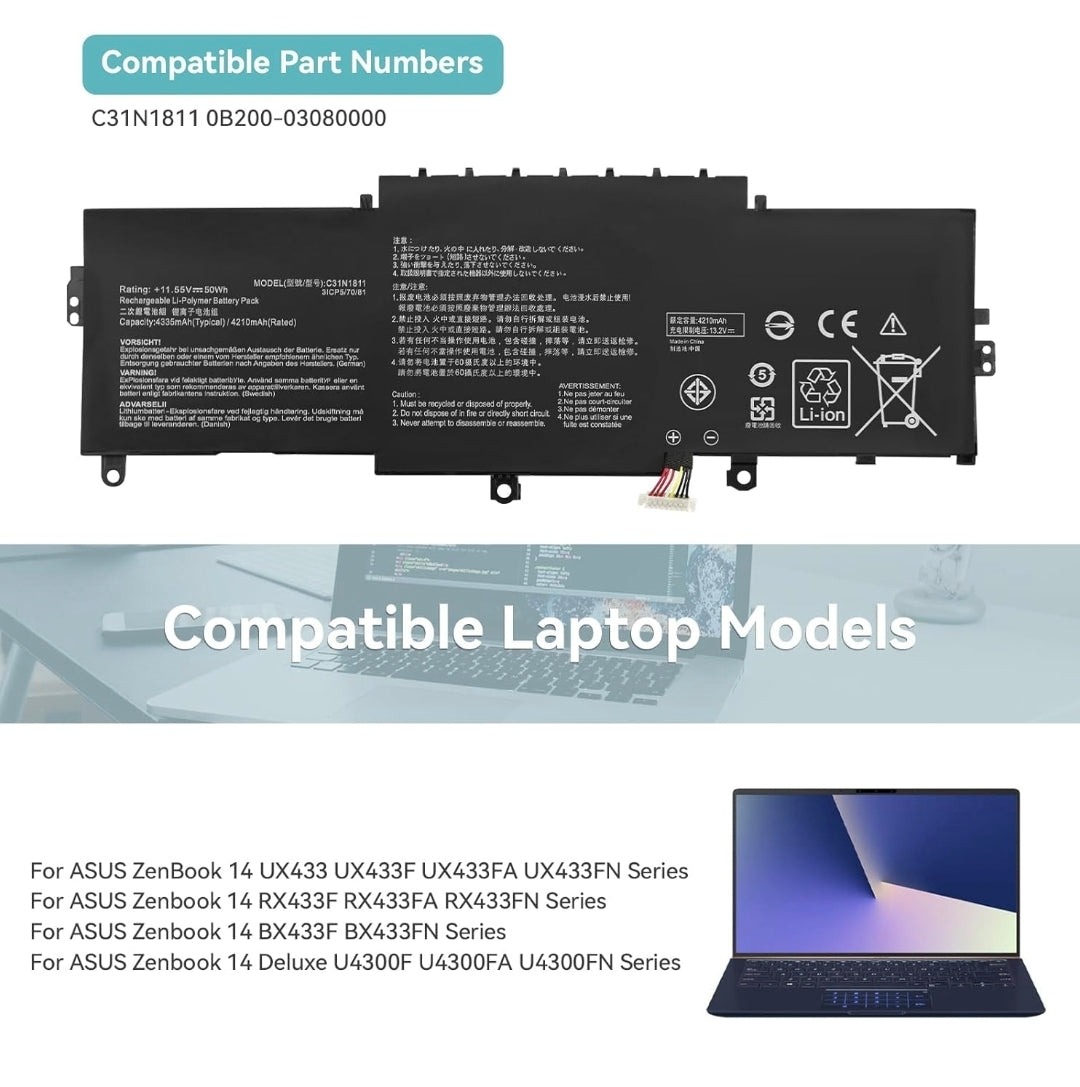 ASUS U4300FN - C31N1811 Original Laptop Notebook Battery (1 Yr Warranty)