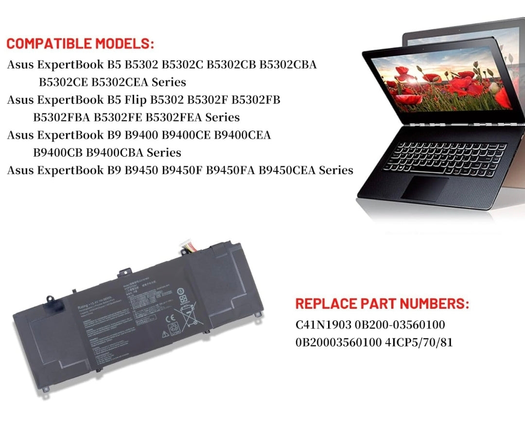 ASUS ExpertBook B9450 - C41N1903 Original Laptop Notebook Battery (1 Yr Warranty)