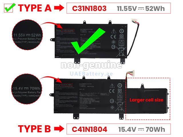 ASUS ZenBook Pro UX480FD - C31N1803 Original Laptop Notebook Battery (1 Yr Warranty)