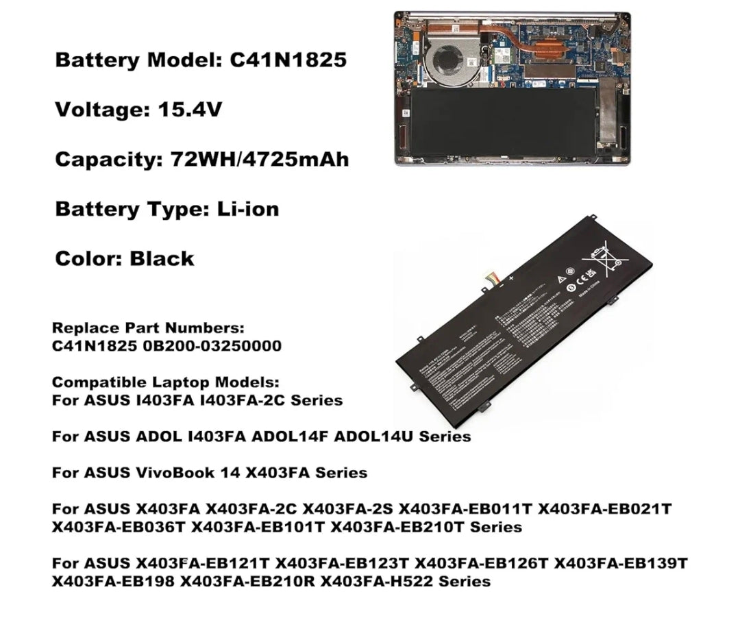 ASUS C41Pp95 - C41N1825 Original Laptop Notebook Battery (1 Yr Warranty)