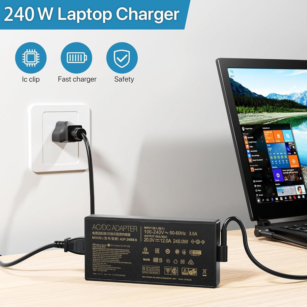 ASUS Laptop Charger 240W 20V 12.0A Original Adapter Model No: GA402XI (3.7 mm) (1 Yr Warranty) (Power Cord Included)