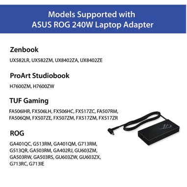 ASUS Laptop Charger 240W 20V 12.0A Original Adapter Model No: GA402XI (3.7 mm) (1 Yr Warranty) (Power Cord Included)